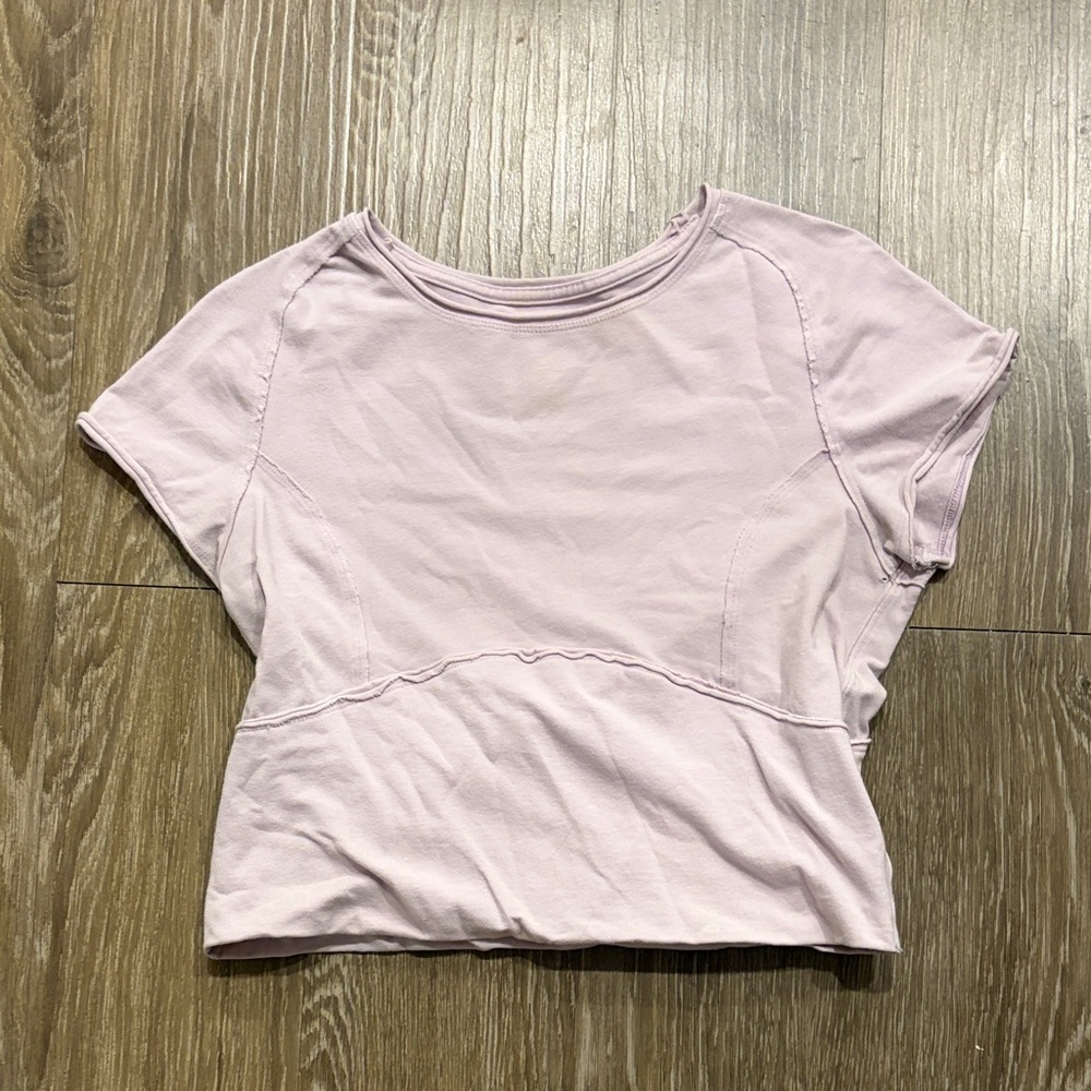 Free People Pale Lavender Short Sleeve Crop Tee - Picture 1 of 3